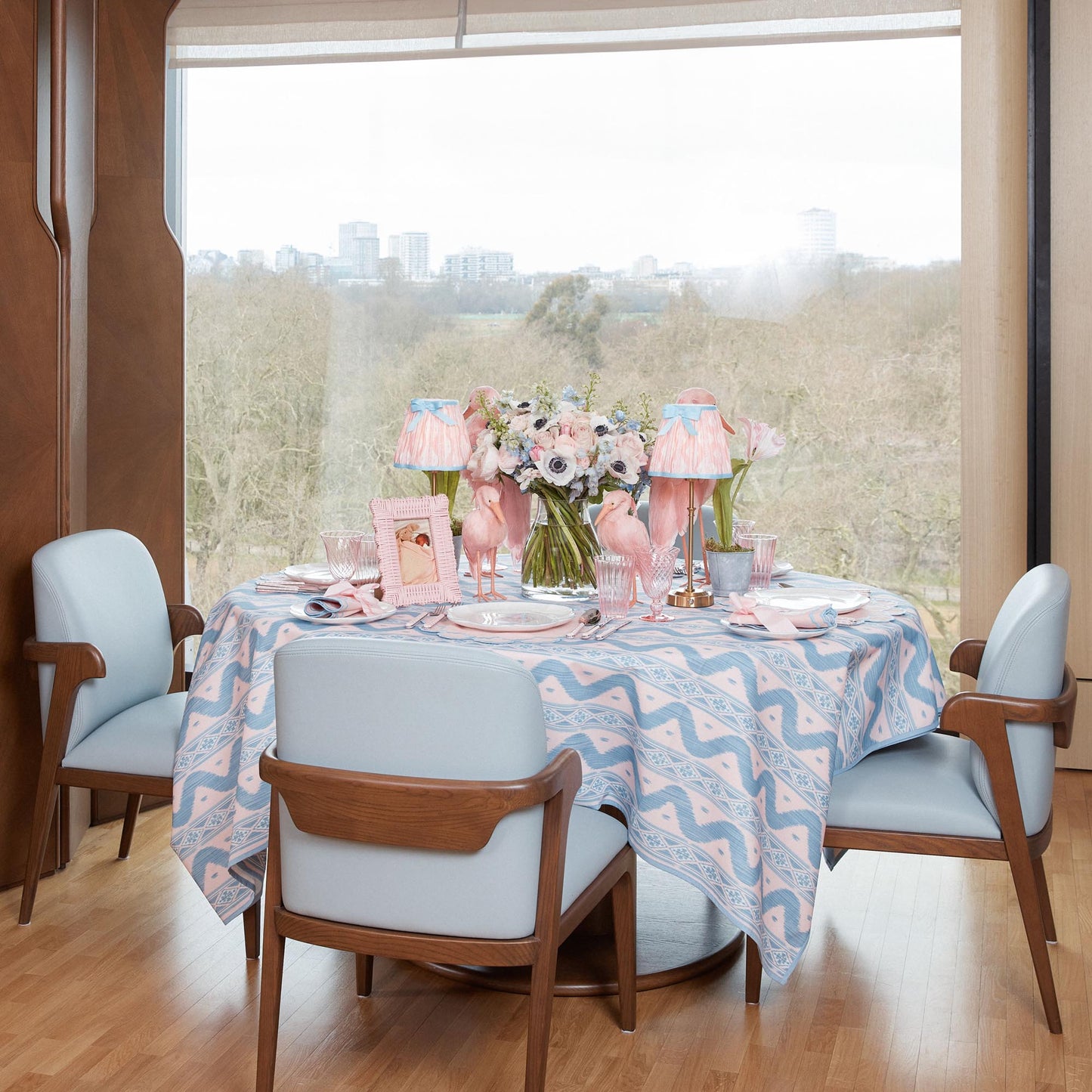 Pink & Blue Sarah Hot Air Balloon Embroidered Napkins (Set of 4)