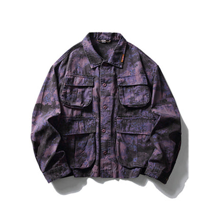 Men's Tie-Dye Camouflage Workwear Jacket – Street Style Outerwear