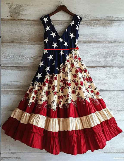Women's Artistic Retro Sleeveless Hooded Maxi Dress – Boho Festival Dress