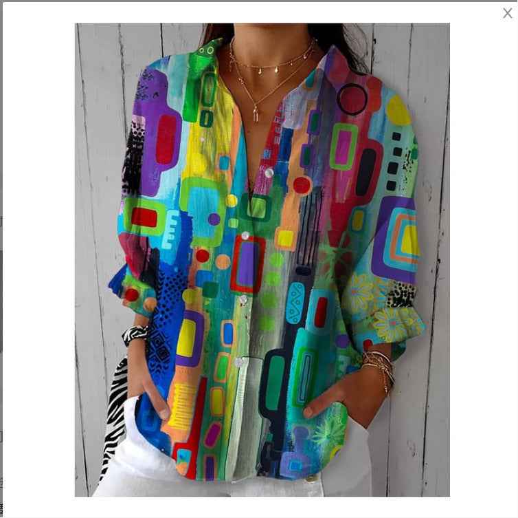 Women's Floral Print Long-Sleeve Button-Up Cardigan Shirt – Casual Layering Top