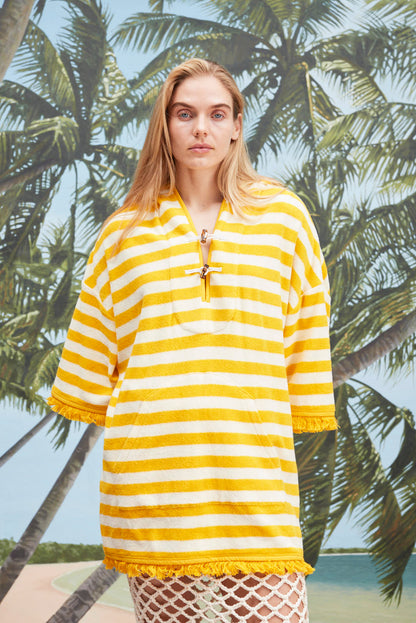 Customizable 'Saffron Stripe' Beach Towel Top