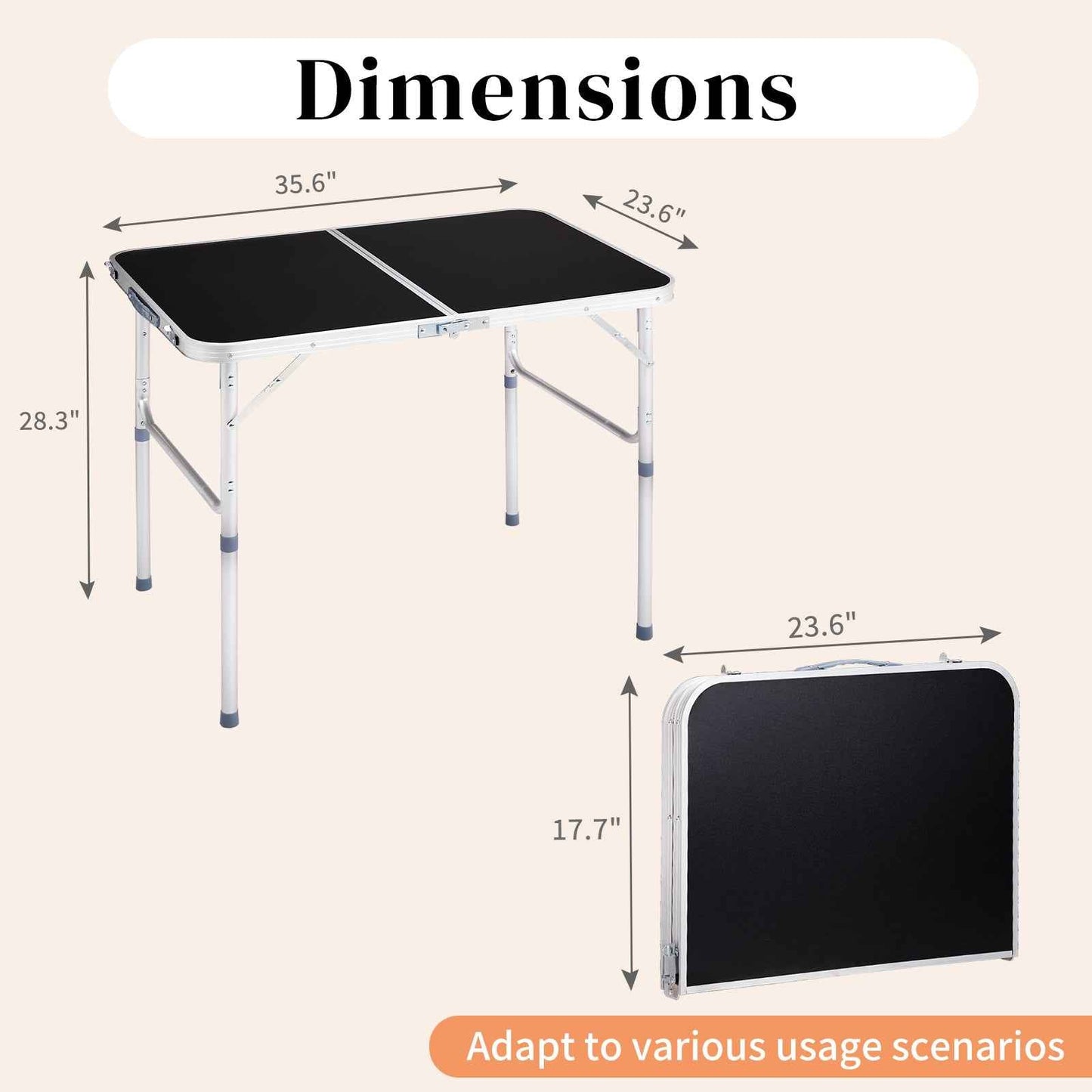 3ft Aluminum Folding Table – Portable, Locking Legs, 110 lb. Capacity
