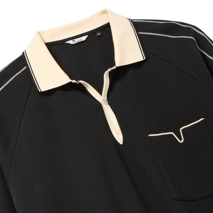 Raglan Mesh Polo (Black)