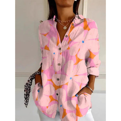Women's Floral Print Long-Sleeve Button-Up Cardigan Shirt – Casual Layering Top
