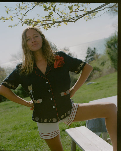 'Vongole!' Cabana ~ Crop Cut (Navy)
