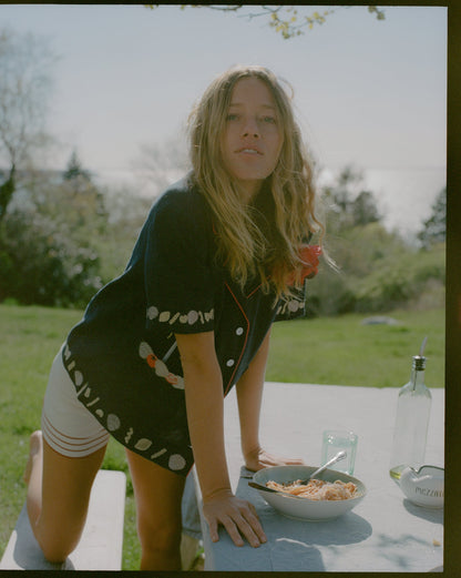 'Vongole!' Cabana ~ Crop Cut (Navy)