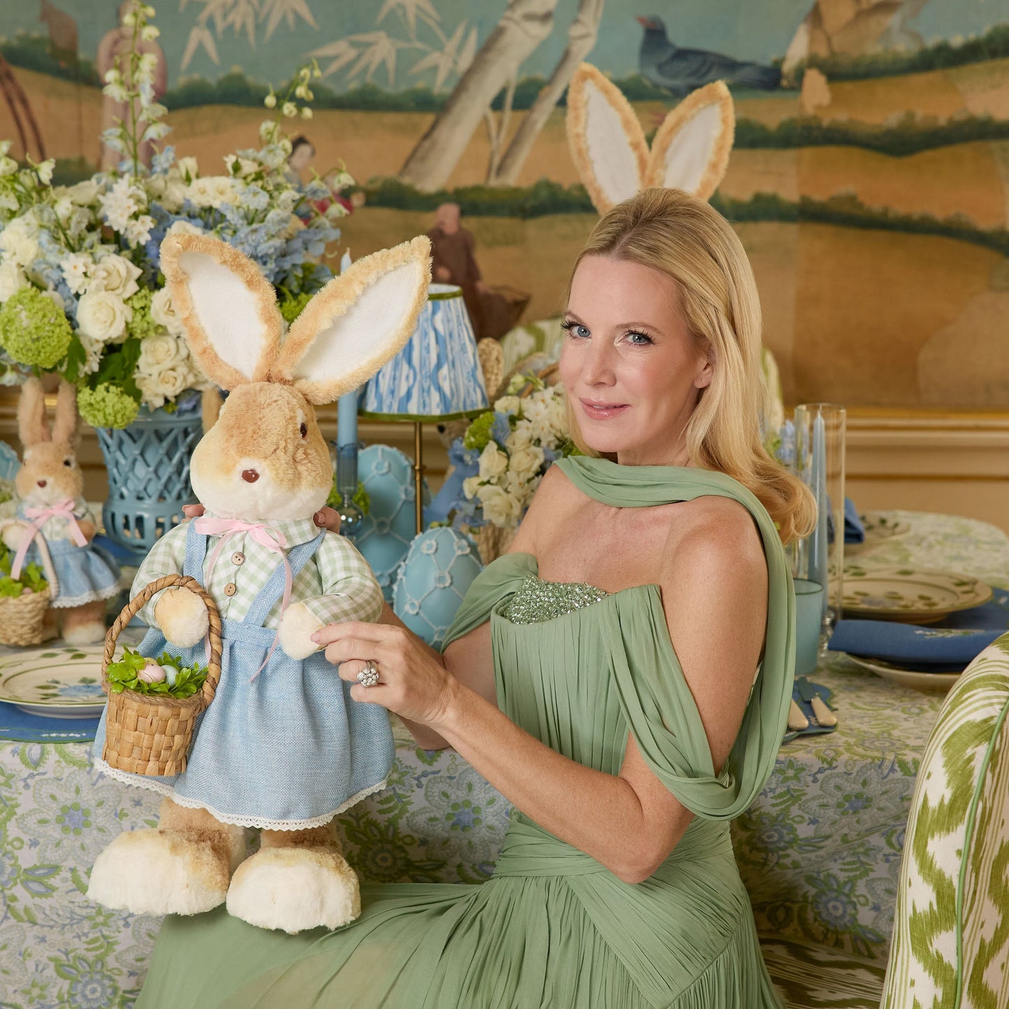 Large Mr. & Mrs. Rabbit in Blue (Pair)