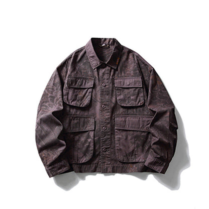 Men's Tie-Dye Camouflage Workwear Jacket – Street Style Outerwear