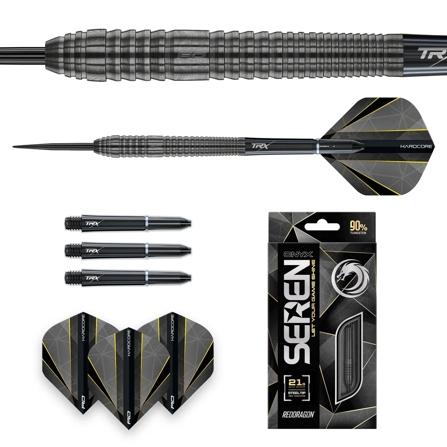 RED DRAGON - Seren 2 Onyx Black Darts - 90% Tungsten - 23g