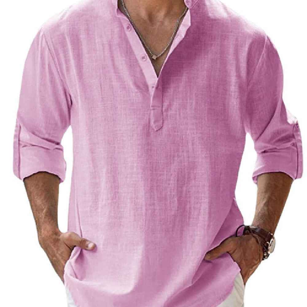 Men's Loose Fit Long Sleeve Sports Shirt – Stand Collar, 12 Colors, S–3XL