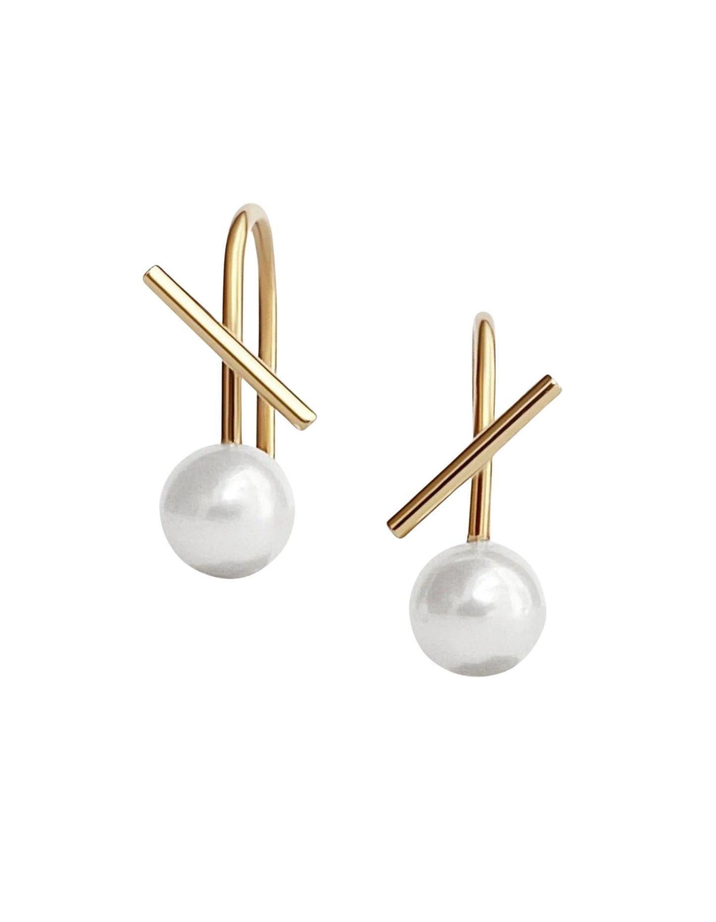 White Pearl Horizon Mini Thread Earring