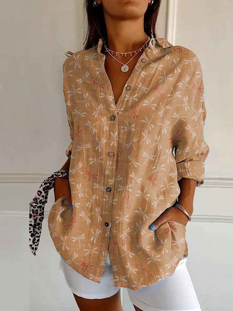 Women's Floral Print Long-Sleeve Button-Up Cardigan Shirt – Casual Layering Top