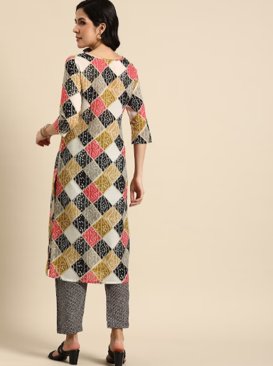 Bandhani Printed Regular Kurta with Trousers