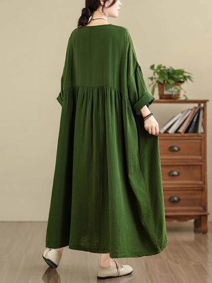 Elegant Women's Pleated Solid Color Smock Dress | Eva Trends