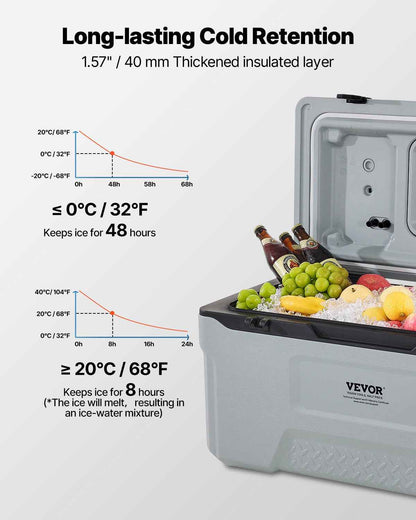 Portable Hard Cooler 74QT | 120-Can Wheeled Cooler with Cup Holder