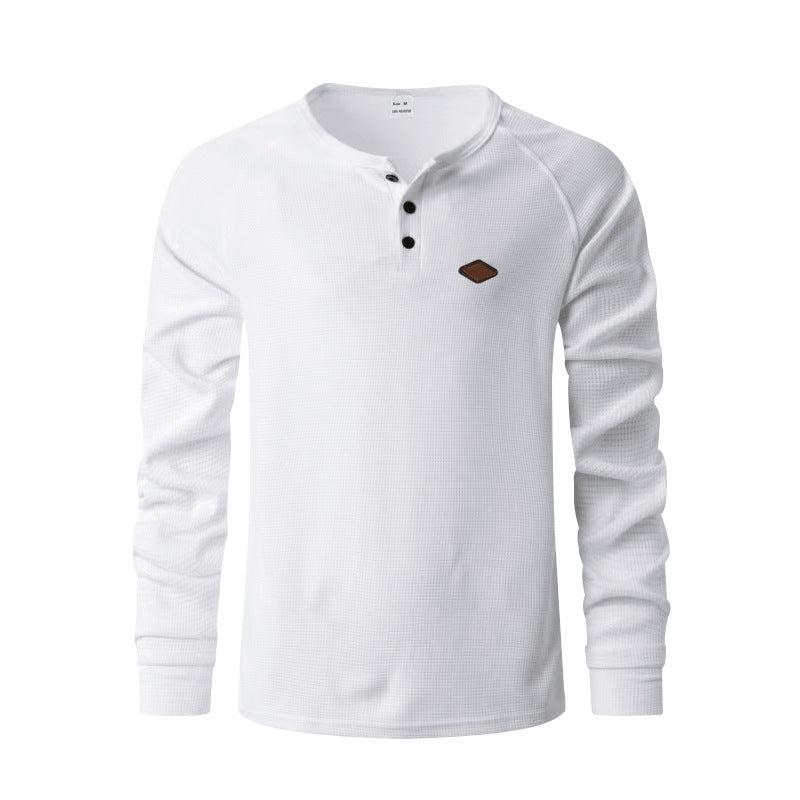 Men's Waffle Knit Raglan Pullover – Loose Fit, 6 Colors, S–XXXL