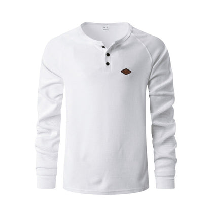 Men's Waffle Knit Raglan Pullover – Loose Fit, 6 Colors, S–XXXL
