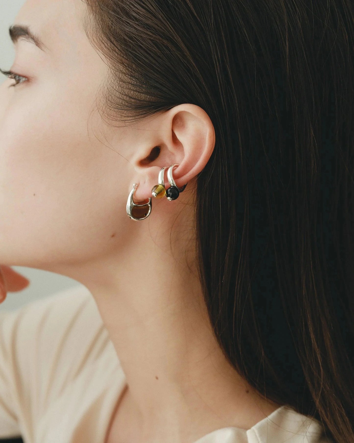 Bean Hoop Earrings | Small