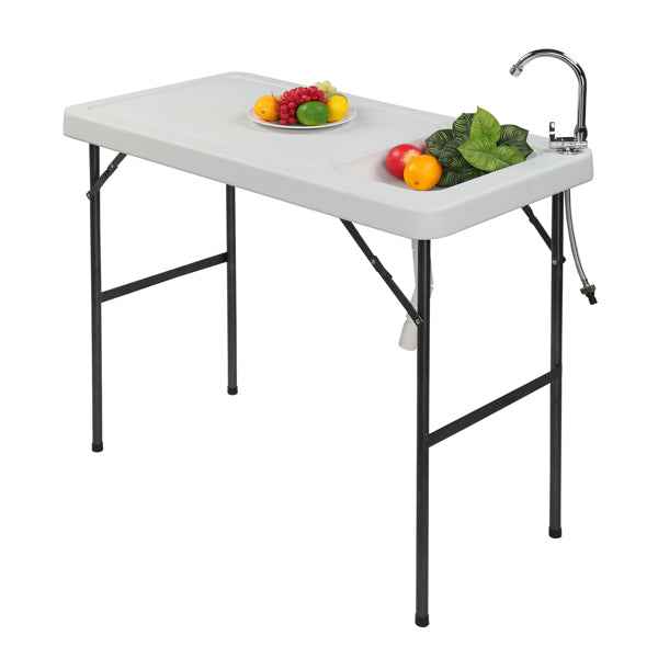 Folding Fish Fillet Table with Built-In Sink & Faucet | Portable Outdoor Cleaning Station