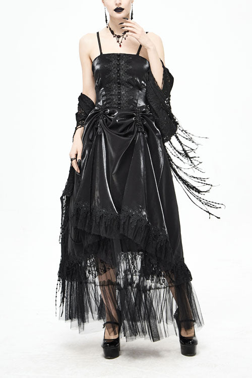 Black Gothic Tube Top Layered Womens Dress