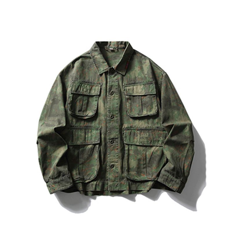 Men's Tie-Dye Camouflage Workwear Jacket – Street Style Outerwear