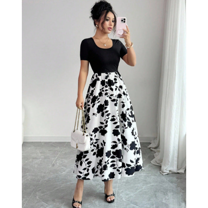Women's High-Waist Floral A-Line Dress – 7 Prints, XXS–L