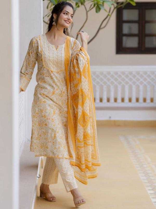 ANOUK Women Kurta Palazzo Dupatta Set