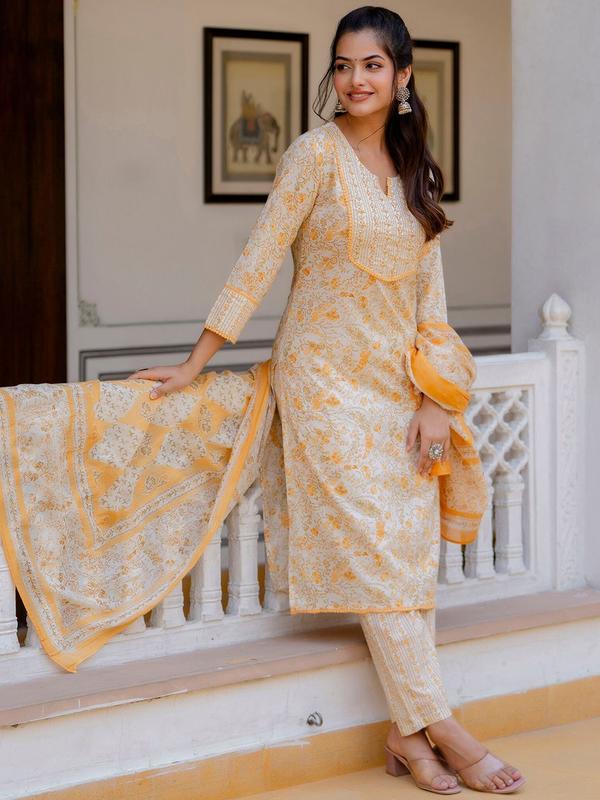 ANOUK Women Kurta Palazzo Dupatta Set