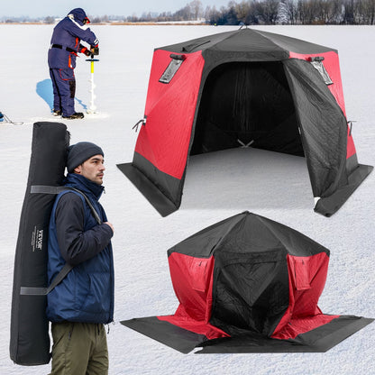 6-8 Person Pop-Up Ice Fishing Shelter | Insulated Weatherproof Shanty Tent