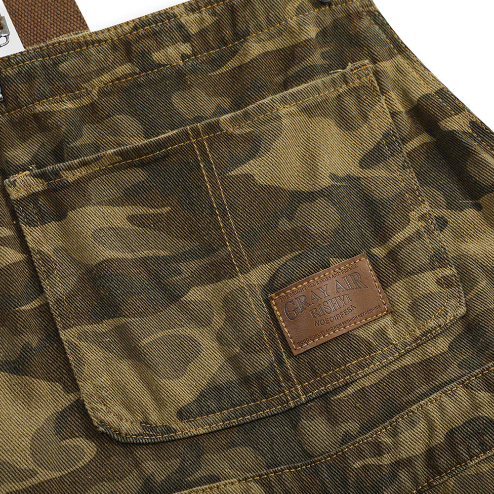 Men's Camouflage Denim Bib Overalls – Workwear Casual Outdoor Overalls