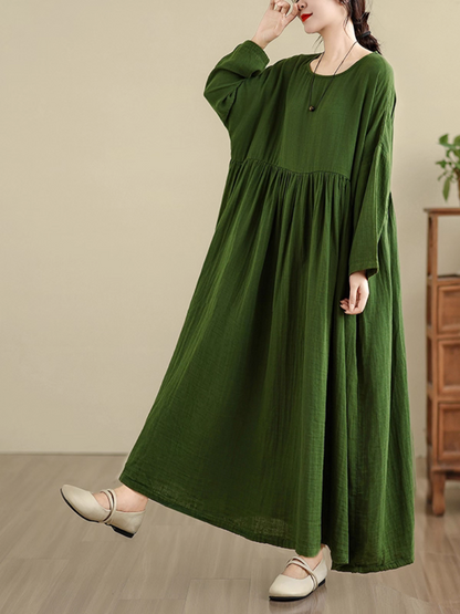 Elegant Women's Pleated Solid Color Smock Dress | Eva Trends