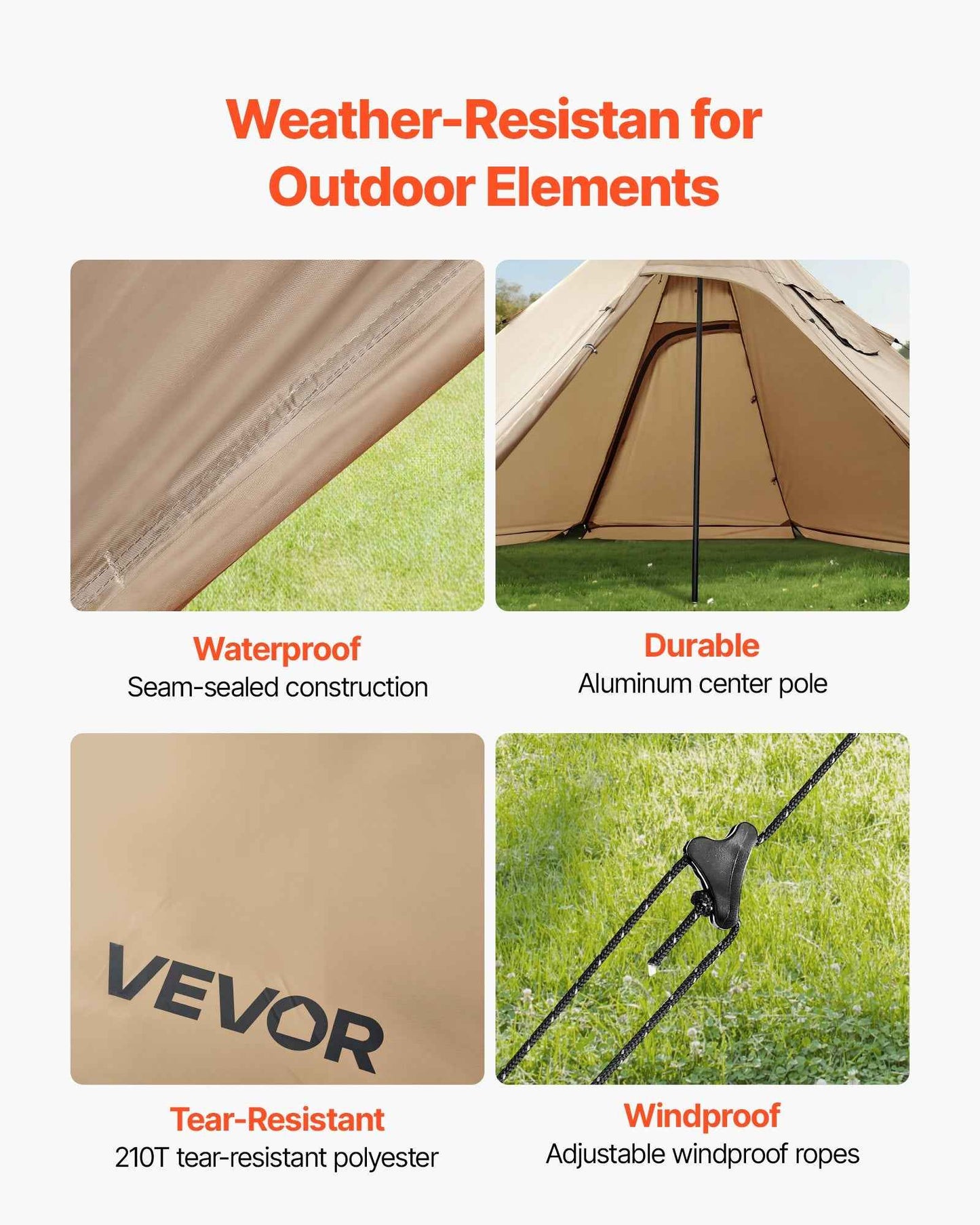 2-Person Hot Tent with Stove Jack | 4-Season Waterproof Tipi Camping Tent