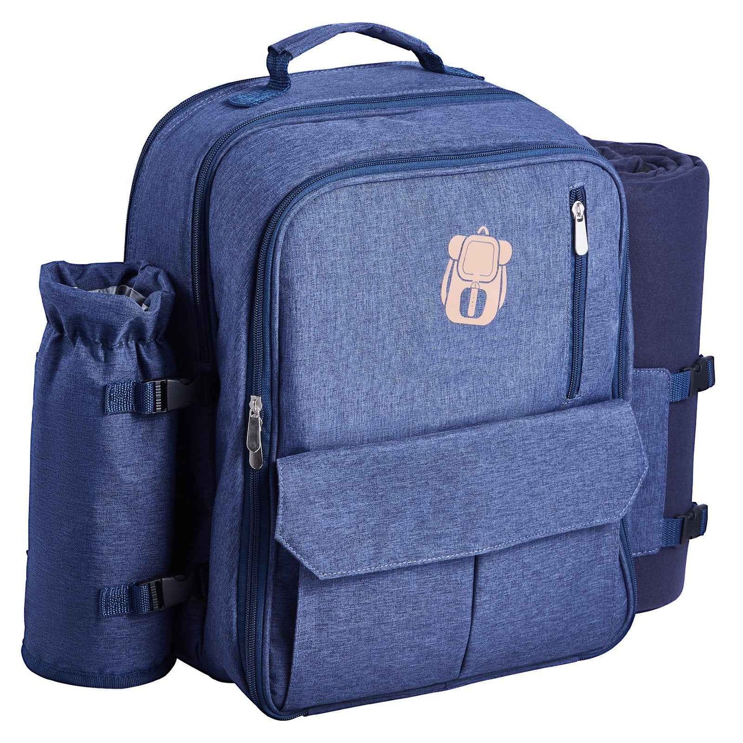 Beach & Picnic Backpack for 4 with Insulated Cooler Compartment