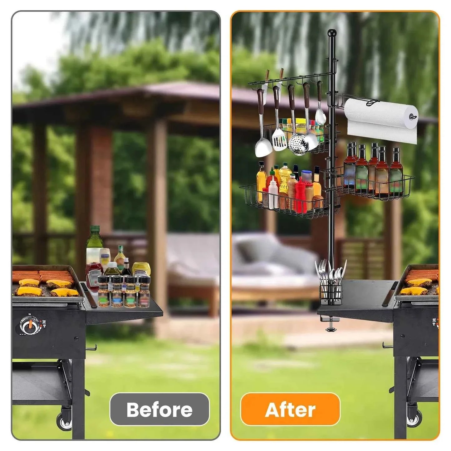 Griddle Caddy with Paper Towel Holder – Outdoor Grill Organizer