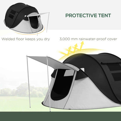2–3 Person Pop-Up Tent with Porch – 3000mm Waterproof, Mesh Windows, Welded Floor & Carry Bag