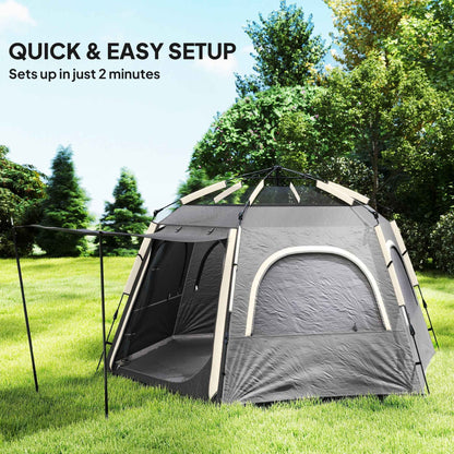 Instant Pop-Up Camping Tent – 4 Person Waterproof Dome Tent with Vestibule & Rainfly