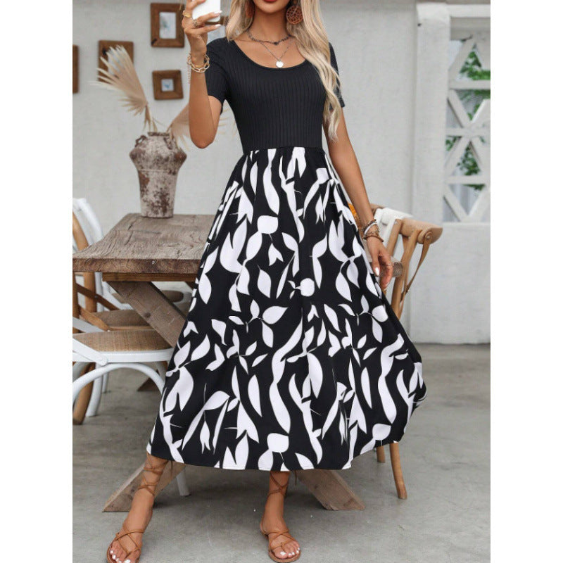 Women's High-Waist Floral A-Line Dress – 7 Prints, XXS–L