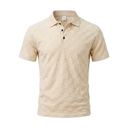 Men's Jacquard Lapel Collar Loose Fit Polo Shirt