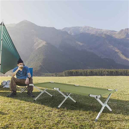 Foldable Camping Cot – Aluminum Frame & Oxford Fabric, 74" Long with Carry Bag for Outdoor Sleeping
