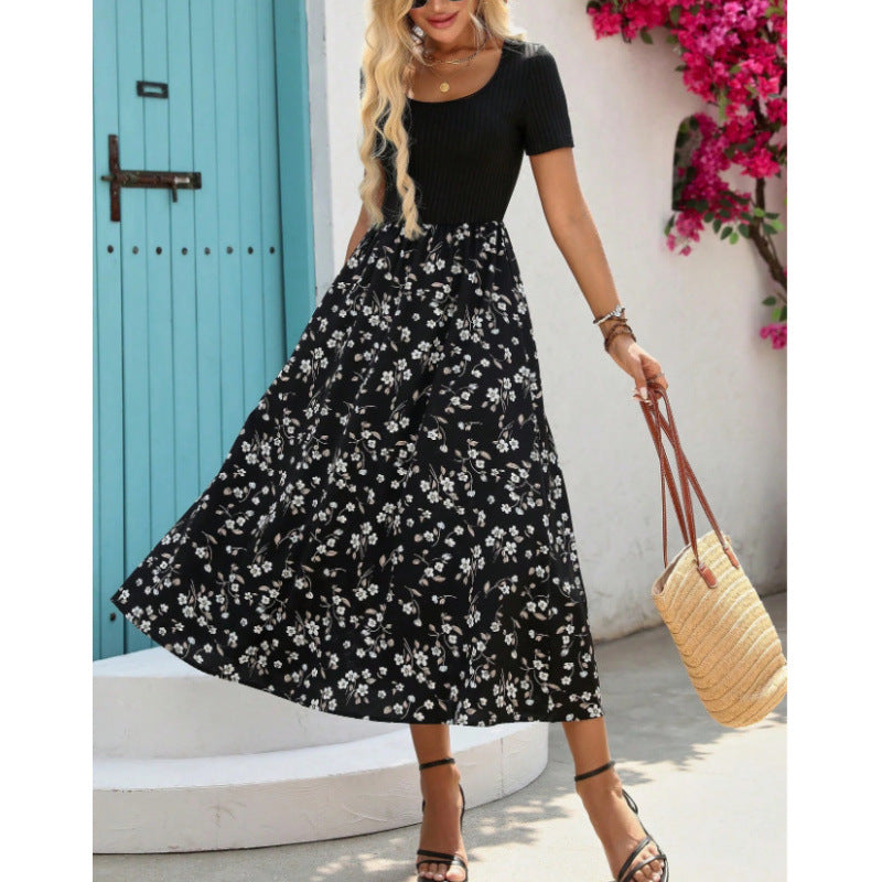 Women's High-Waist Floral A-Line Dress – 7 Prints, XXS–L