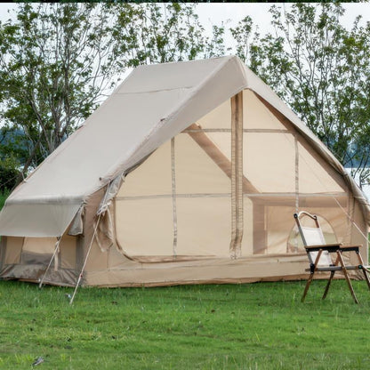 4–6 Person Inflatable Luxury Camping Tent – 4-Season 410D Oxford with 12 Mesh Windows & Pump