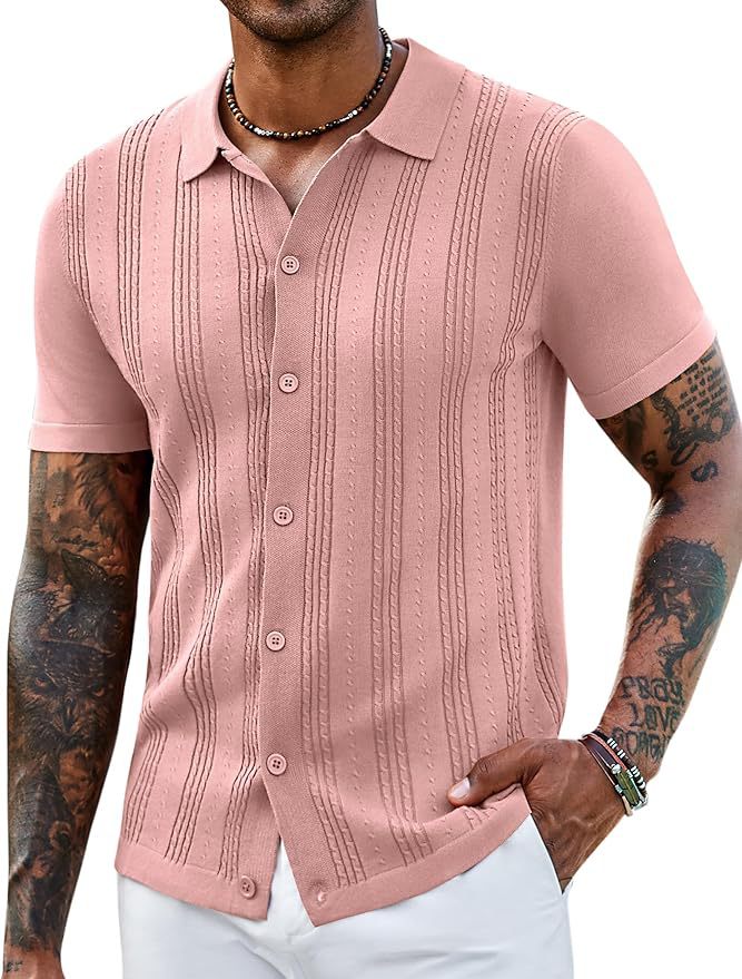 Men's Striped Hollow-Knit Slim Fit Sweater