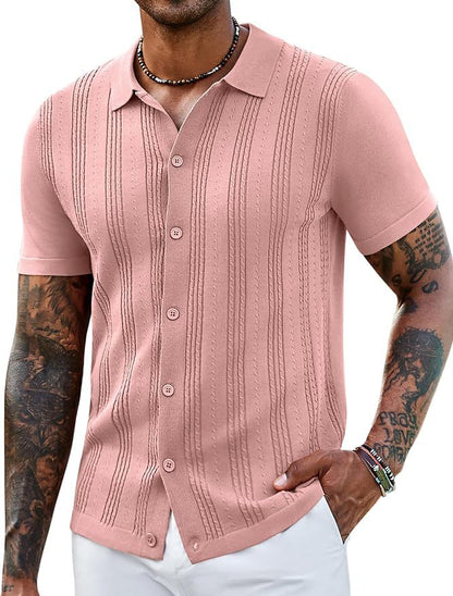 Men's Striped Hollow-Knit Slim Fit Sweater