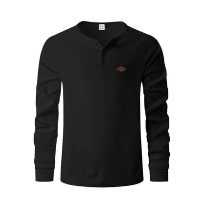 Men's Waffle Knit Raglan Pullover – Loose Fit, 6 Colors, S–XXXL