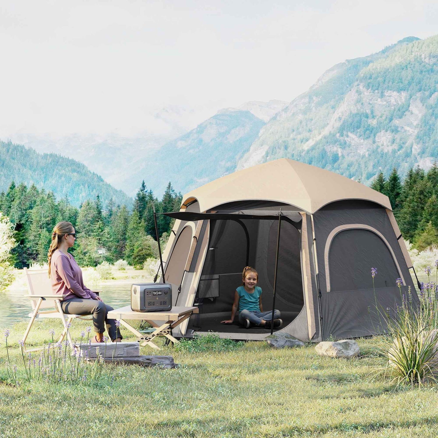 Instant Pop-Up Camping Tent – 4 Person Waterproof Dome Tent with Vestibule & Rainfly