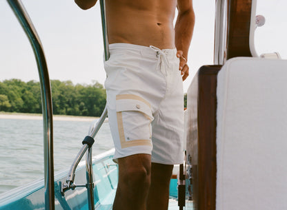 'Boston Whaler' Board Shorts (White)