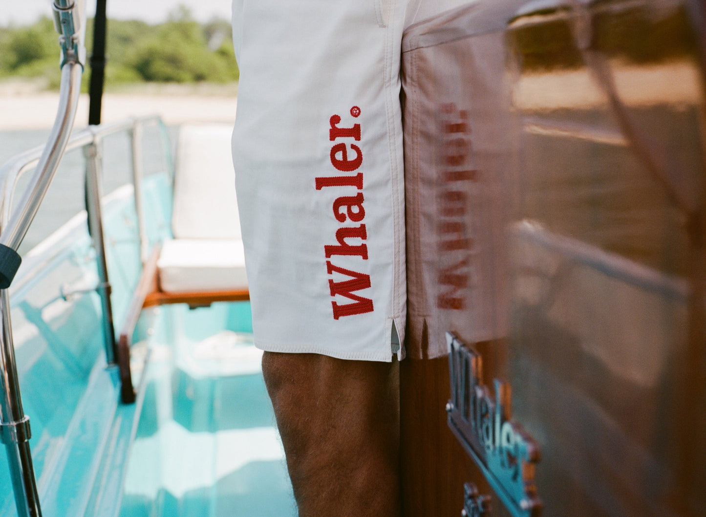 'Boston Whaler' Board Shorts (White)