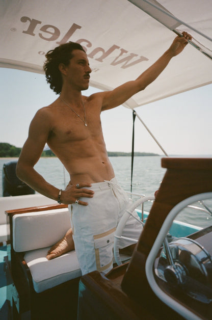 'Boston Whaler' Board Shorts (White)