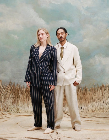 Easy-Going Jacket (Navy Jacquard Stripe)