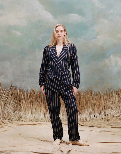 Easy-Going Jacket (Navy Jacquard Stripe)
